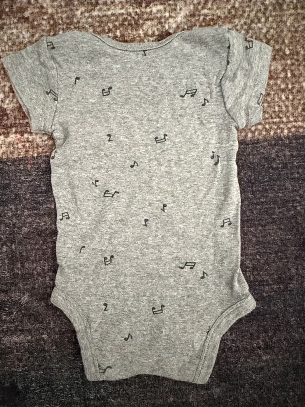 Gerber Heather Gray Musical Note Baby Bodysuit